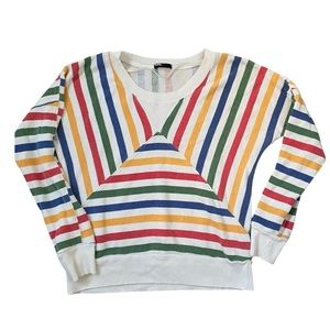 BDG Vintage Retro Striped Crewneck Long Sleeve Sweatshirt Top